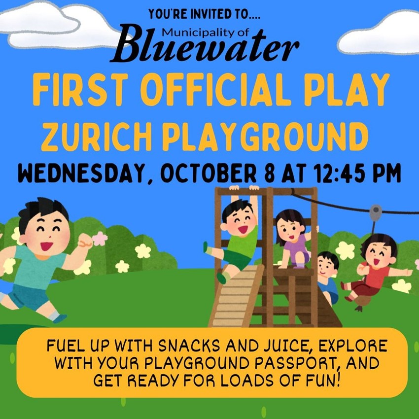 advertising poster for first official play on new Zurich playground equipment